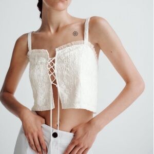 Zara white lace tank top. Size small. In great condition!   (Warn once)